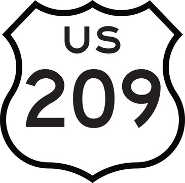US Route 209 Highway Cutout Road Shield Badge Number System Design Emblem Vector