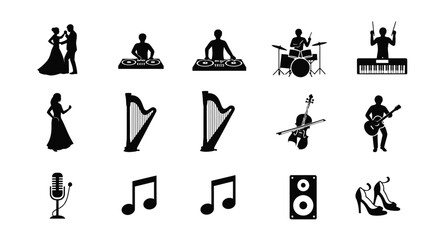 Obraz premium Music and dance icons representing entertainment and performance