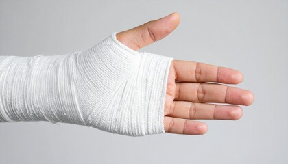 包帯で固定された手首のクローズアップ