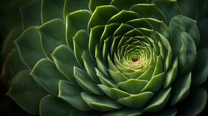 Obraz premium A mesmerizing succulent plant with swirling green leaves forming a fibonacci spiral pattern close up