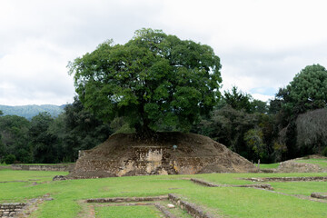 Stone pyramids and ruins of the former Kaqchikel capital at Iximch&eacute; in Central America