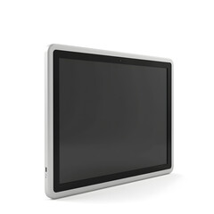 Modern tablet device viewed from back angle, sleek technology