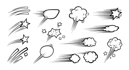 Dynamic Comic Speed Lines and Motion Effects Set. © Muginandaru