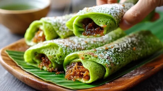 Dadar Gulung Traditional Indonesian Coconut Pancake