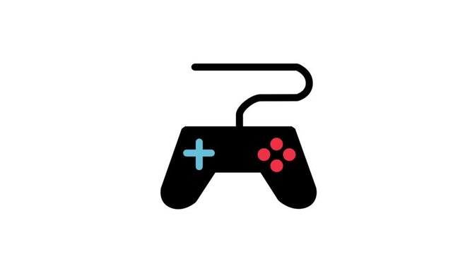 Game Controller Black Animated Icon. Animated black wireless game controller icon for modern gaming systems, esports, and digital interactive entertainment.