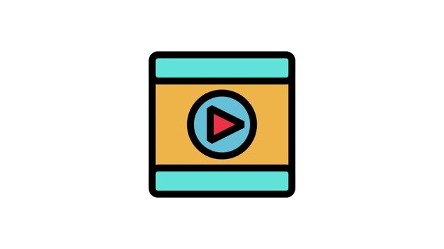 Video File animation icon. Animated digital video file folder icon representing media storage, movie playback, and multimedia content management.