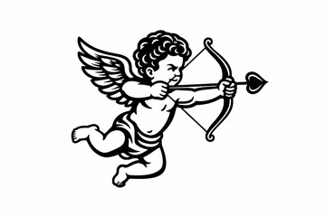Fototapeta premium Cupid Angel Shooting Arrow
