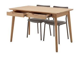 Fototapeta premium Compact dining table set with built-in storage drawers.