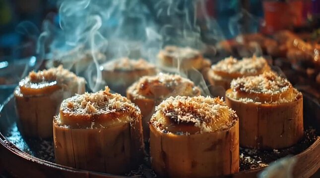 Kue Putu Traditional Indonesian Steamed Bamboo Cake