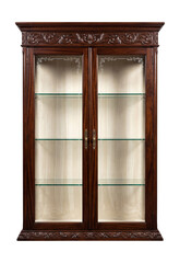 Obraz premium Classic ornate dining room vitrine with etched glass and intricate carvings.