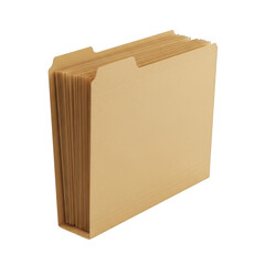 Stack of brown file folders isolated on transparent background