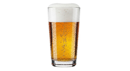 Refreshing Cold Beer Glass With Foam And Condensation On Black