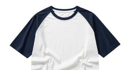 Blank White And Navy Blue Raglan Tshirt On Black Background