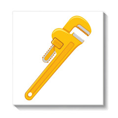 Yellow Pipe Wrench Isolated on White Background, Plumbing Tool