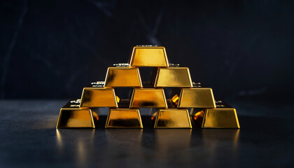 close up of a stack of gold bars