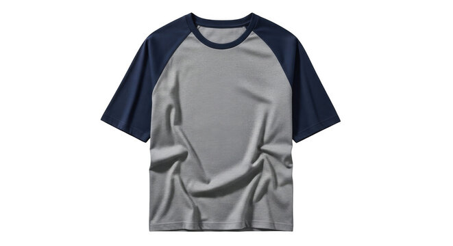 Grey And Navy Raglan Tshirt Mockup On Black Background