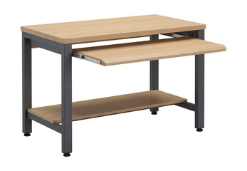 Fototapeta premium Compact computer desk with a pull-out keyboard tray.