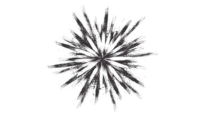 Fototapeta premium Abstract ink splatter explosion with dynamic brush strokes on white background.