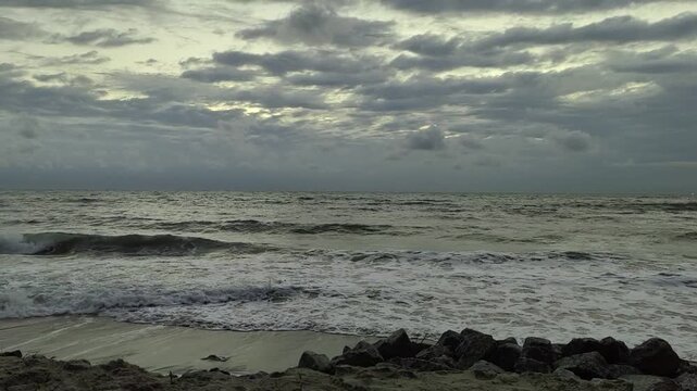 beautiful blue sky with seawave cloudy sky ocean beach sandy
