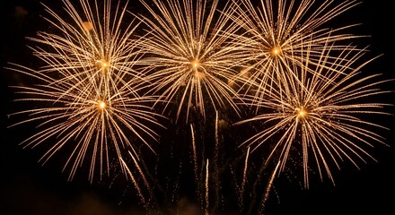 Obraz premium fireworks display against black sky, celebration, pyrotechnics, festive