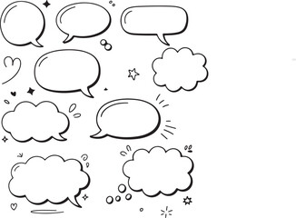 Fototapeta premium Hand Drawn Speech Bubble Set, Art & Illustration