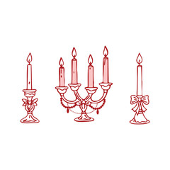 Baroque Candelabra Doodles in Red Tones