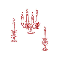 Baroque Candelabra Doodles in Red Tones