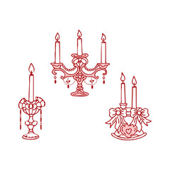 Baroque Candelabra Doodles in Red Tones