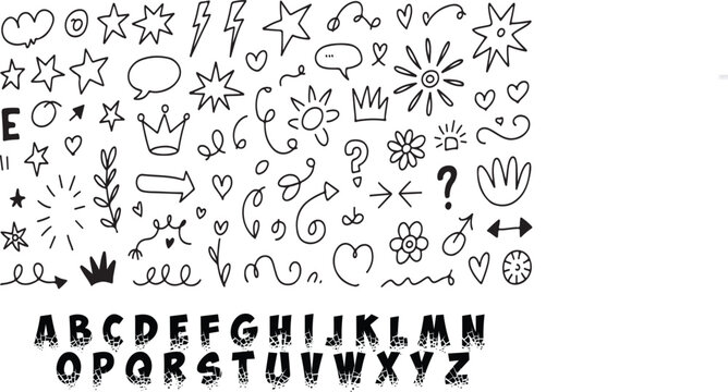 Hand Drawn Doodle Element Set, Art & Illustration