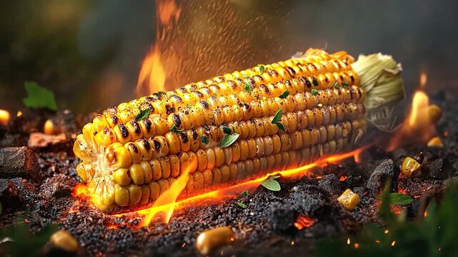 Grilled corn on fire (1)