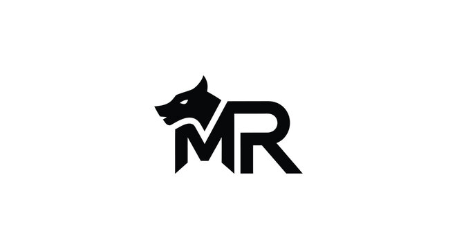 Monogram logo featuring a wolf head and letters mr a striking silhouette