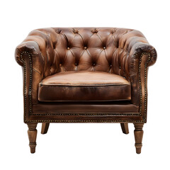 Front view of Barrel Style Armchair in a isolated on a white transparent background