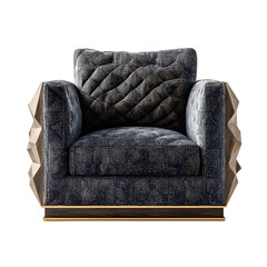 Front view of Geometric Modern Armchair in a isolated on a white transparent background