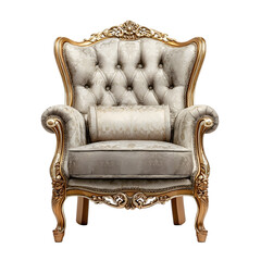 Front view of Luxury Gold Trimmed Armchair in a isolated on a white transparent background