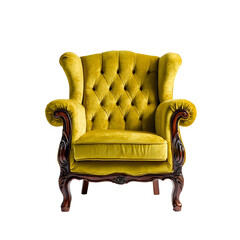 Front view of Luxury Velvet Armchair in a isolated on a white transparent background