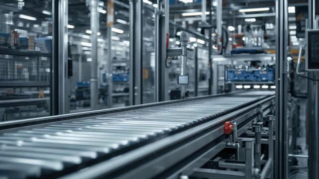 Modern automated conveyor belt industrial manufacturing factory production assembly line automation