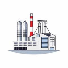 Obraz premium 製造業や生産拠点を表す工場建物のシンプルラインアイコン 白背景