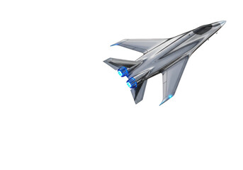 Futuristic fighter jet soaring through the sky with afterburners engaged