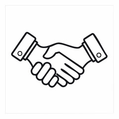 ビジネス提携を象徴する握手のシンプルラインアイコン 白背景