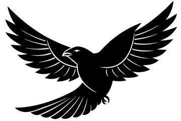 Obraz premium Bird in Flight Silhouette Vector with Spread Wings Isolated on White