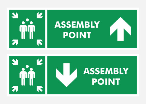 Signs of gathering places for emergencies, Assembly point Top and bottom