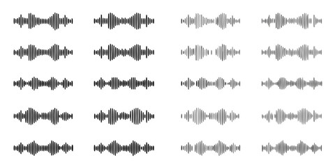 Obraz premium Arrangement of grayscale waveform graphics in a grid pattern