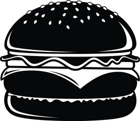 Silhouette of a hamburger isolated on transparent background