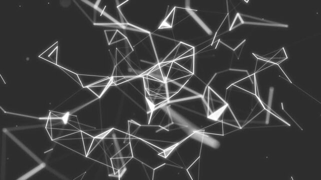 Abstract futuristic communication low poly motion background. Seamless loop.