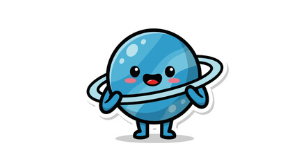 smiling cartoon saturn character © Free vector