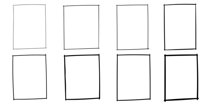 Hand-drawn doodle set of rectangles on a white background.