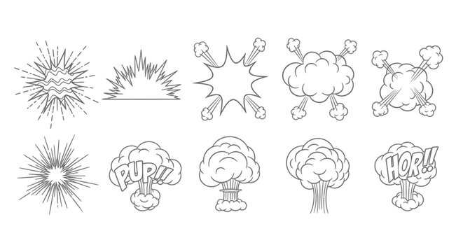 Set of 10 explosion and burst vector icons