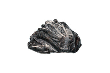 Closeup iron meteorite on white background show melting pattern on the surface (selective focus) © iamtk
