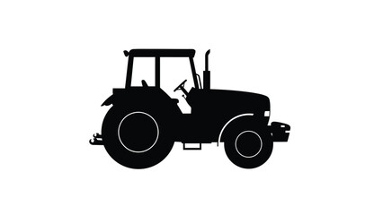 Naklejka premium Tractor silhouette side view black agricultural vehicle icon farming equipment isolated on white background