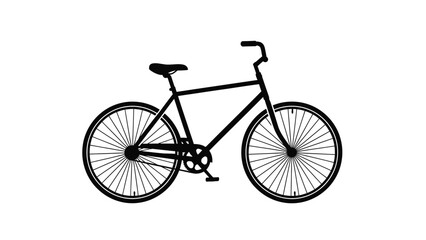 Black bicycle silhouette with spoked wheels and minimalist design on white background